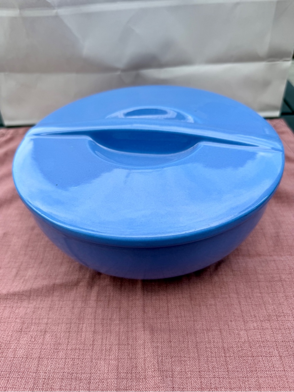 Vintage Delphinium Blue Covered Serving Bowl with Secure Lid